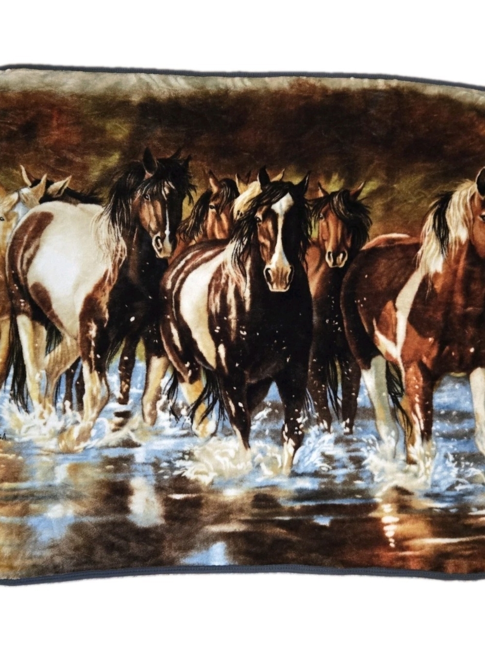 Wild Horse Herd Couch Throw Blanket 59x48 Thick Fuzzy Ranch Farmhouse Country